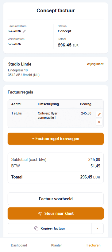 Een conceptfactuur maken in Prikkie